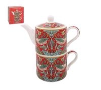 The Leonardo Collection William Morris Strawberry Thief Tea for One | Set di teiera e tazza in ceramica | Bellissimo regalo per uso domestico | elegante teiera stampata