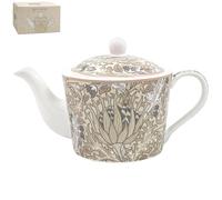 The Leonardo Collection William Morris - Teiera natalizia a forma di carciofo, in ceramica, con elegante design stagionale, stoviglie decorative e regalo premuroso per gli amanti del tè e i