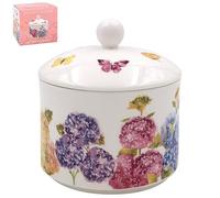 The Leonardo Collection Zuccheriera con coperchio, motivo fiori di farfalla, per tutte le case e gli uffici, progettata da Jennifer Rose Gallery, ciotola in ceramica con coperchio per zucchero,