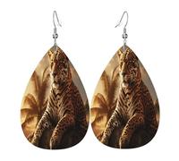 The Leopard Lost - Orecchini da donna in pelle a goccia, leggeri in PVC, ganci in argento 925, stampe su entrambi i lati, regalo ipoallergenico
