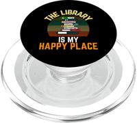 The Library Is My Happy Place - Lettore vintage per bibliotecari retrò PopSockets PopGrip per MagSafe
