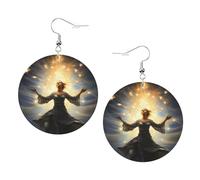 The Light of Freedom Illumina The World Prints, orecchini rotondi in pelle, eleganti e leggeri, pendenti per donne e ragazze, taglia unica, in pelle, senza pietre preziose