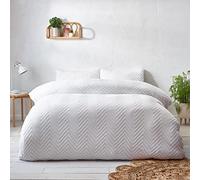 The Linen Yard Chevron - Copripiumino imbottito geometrico, colore: Bianco