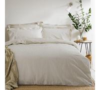 The Linen Yard Hebden-Set Copripiumino in 100% Cotone a Righe mélange, Naturale, Doppio