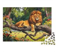 The Lion on The Tree Trunk Puzzle Giochi 1000 Pezzi Regalo Per Lui E Per Lei Arte Animal Puzzle Adulti Idea Regalo Per 70x50cm/1000pcs