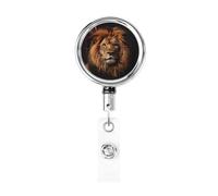 The Lion's Gaze - Porta badge retrattile in metallo resistente, estensibile e regolabile, resistente all'usura