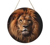 The Lion's Gaze - Quadro rotondo in legno da 30,5 cm. Opera d'arte squisita, legno ecologico, una scelta elegante per la decorazione della casa.