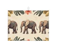 The Little Elephant is Among The Flowers - Tappetino scolapiatti in microfibra, riutilizzabile, lavabile, per accessori da cucina, 45,7 x 61 cm