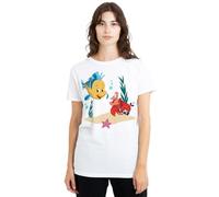 The Little Mermaid Flounder And Sebastian, Maglietta da Donna, Bianca, S, Bianco, S