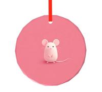 The little mouse who made a mistake, ciondolo rotondo in vetro stampato, ornamento da appendere all'albero di Natale, decorazione per vacanze, casa, ufficio e feste