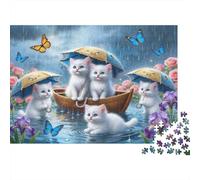 The Little White Cat on The Boat Puzzle Giochi 1000 Pezzi Regalo Per Amore E Amico Arte Animal Puzzle Adulti Foto 70x50cm/1000pcs