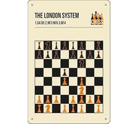 The London System Vintage Chess Opening Art Poster 20,3 x 30,5 cm divertente metallo latta segno Game Room Man Cave Wall Decor