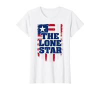 The Lone Star, Bandiera della Liberia in difficoltà, Indipendenza patriottica Maglietta con Stampa Grafica Economica, Donna, Bianco, L