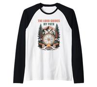 The Lord Guides My Path - Psalm 32:8 Christian Faith Camping Maglia con Maniche Raglan