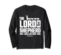 The Lord Is My Shepherd Psalms 23:1 Scripture Christians Maglia a Manica