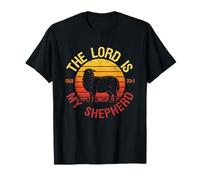 The Lord Is My Shepherd Salmo Bibbia Verse Retro Tramonto Maglietta