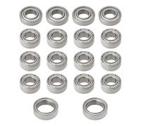 The Lord of the Tools Set di 18 cuscinetti a sfera in acciaio per cuscinetti in metallo, compatibili con T-Amiya MB-01 5 x 11 x 3 mm, 5 x 10 x 4 mm, 8 x 12 x 3,5 mm, argento