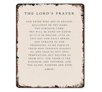 The Lords Prayer Vintage Style Aluminum Sign Dining Room Decor 12x8 Inch | Protective glossy layer prevents scratching addition to prayer corner shelf