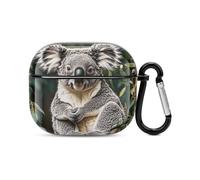 The Lovely Koala - Custodia per auricolari Bluetooth a corpo intero, antiurto, custodia rigida di supporto per ricarica wireless con portachiavi, regalo personalizzato per AirPods 3