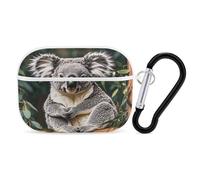 The Lovely Koala - Custodia protettiva antiurto per auricolari Airpods Pro di seconda generazione, con moschettone, anti-caduta, colore: bianco