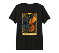The Lovers Phoenix Dragon Vintage Tarot Card Maglietta Premium