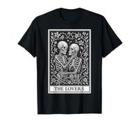 The Lovers Tarocchi Scheletri Incisione Stile Design Maglietta
