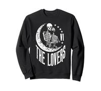 The Lovers Tarocchi Scheletro Luna Mezzaluna Vintage Gothic Felpa