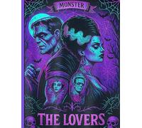 The Lovers Tarot Card Monster Couple: Frankenstein and Bride Inspired College Ruled Gothic Halloween Notebook