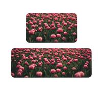 The Lush Little Red Flowers Tappeto imbottito da cucina set di 2 comodi tappetini per la decorazione della casa lavello, tappetini da cucina per pavimento antiscivolo lavabili, lavanderia 43 x 119 cm