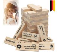 The Lust Tower Blocks, Naughty Block Tower Game, Love & Naughty impilabile Torre di legno Gioco con domande e sfide tedesche per coppie adulti, (48 pezzi)