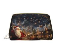 The Magic of Christmas - Borsa per cosmetici in pelle, impermeabile, da viaggio, con cerniera, da donna, colore: marrone, bianco, Taglia unica