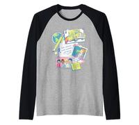The Magic School Bus Classroom Items Collage Retro Cartoon Maglia con Maniche Raglan