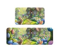The Magical Easter Path, set di 2 tappeti da cucina in legno antiscivolo, anti affaticamento, tappetini lunghi per casa e ufficio