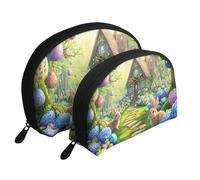 The Magical Easter Path - Trousse da viaggio per trucchi, portatile, 2 pezzi, bianco, Taglia unica