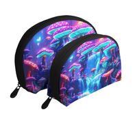The Magical Mushroom Forest Glow Printed Makeup Bags 2 Pezzi Portable Shell Travel Toiletry Bag, bianco, Taglia unica