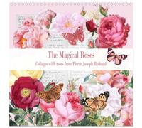 The Magical Roses Collages with rose from Pierre Joseph Redouté (Wall Calendar 2026 12" x 24" / 30 x 60 cm (aperto) Calvendo 12 Month Wall Calendar