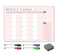 The Magnet Shop Lavagna bianca settimanale A3, calendario magnetico per frigorifero e penne cancellabili a secco, pianificatore per pasti o famiglia per cucina (rosa cipria, A3-mensile)