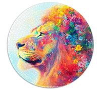 The Majestic Lion 1000 Pezz Puzzle Rotondo GiocoDivertimento Familiare Lion Rompecabezas Puzzle Classico Adulti 1000pcs (67.5x67.5cm)
