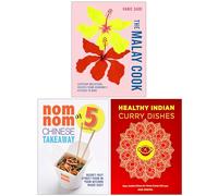 The Malay Cook, Nom Nom Chinese Takeaway & Healthy Indian Curry Dishes 3 Books Collection Set