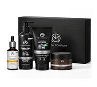 The Man Company Kit viso Face on Point con siero alla vitamina C, detergente viso e scrub viso al carbone, crema idratante quotidiana, pelle morbida ed elastica, set regalo per lui