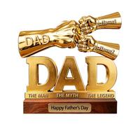 The Man The Myth, targa in legno con stampa piatta 2D personalizzata per ufficio e casa, ricordo commovente, cartello in legno con nomi personalizzati per papà, placca personalizzata con pugno