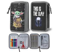 The Mandalorian - Astuccio per bambini con feltro e matita, doppio scomparto per penne e forniture scolastiche, regalo per la scuola, Star Wars Baby Yoda