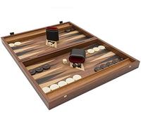 The Manopoulos - Set da backgammon grande, in legno di noce, nero e quercia, con coppe deluxe in vinile