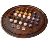The Maryam Crafts Rosewood - Set da gioco da tavolo con 36 biglie naturali, autentiche tavole solitario fatte a mano, per adulti e ogni occasione (40,6 cm)