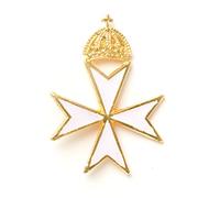The Masonic Collection - Cavalieri Malta Priors Cap Badge - Placcato oro con smalto bianco - Pin Fitting - Un utile accessorio regalo per uomini massoni, Smalto
