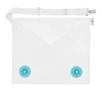 THE MASONIC COLLECTION Craft Fellow - Grembiule in pelle di 2° grado, colore bianco con rosette blu, grande tasca e cintura regolabile, idea regalo per uomini