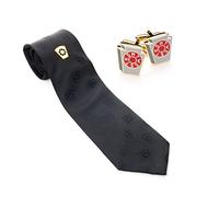 THE MASONIC COLLECTION - Cravatta e gemelli da uomo in tessuto di seta 100% Mark Degree - Rifiniti a mano - Viene fornito in confezione regalo cromata - Regalo Massonico Per Uomo