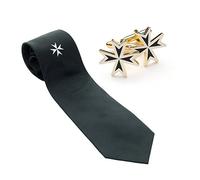 THE MASONIC COLLECTION - Cravatta e gemelli in seta Cavalieri Malta - Delicati sulla pelle con placcatura in oro - Regali massoni per gli uomini
