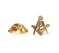 The MASONIC COLLECTION - Distintivo massonico quadrato e bussola con G - 100% lucido - Regalo massone per uomo - disponibile in oro e argento, 10mm x 9mm, Metallo, Non pietra preziosa