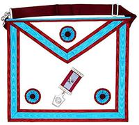 THE MASONIC COLLECTION Grembiule e gioiello da petto da Maestro Massone MM - Pelle di agnello o similpelle - Tasca sul retro - Regalo massonico per uomo